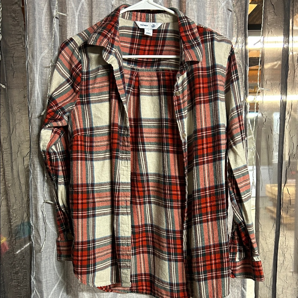 Old Navy Red and Black Plaid Cardigan